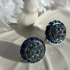 CORO BUTTON RHINESTONE SCREWBACK EARRINGS